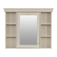 VanityFus 36-in Beige Bathroom Vanity Single Sink Medicine Cabinet Combo with Ceramic Top Undermount 1 Door 5 Drawers (Mirror Included)