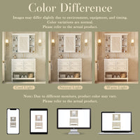 VanityFus 36-in Beige Bathroom Vanity Single Sink Medicine Cabinet Combo with Ceramic Top Undermount 1 Door 5 Drawers (Mirror Included)