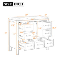 VanityFus 36-in White Bathroom Vanity Single Sink Combo with Resin Top Undermount 1 Soft Close Door 5 Drawers