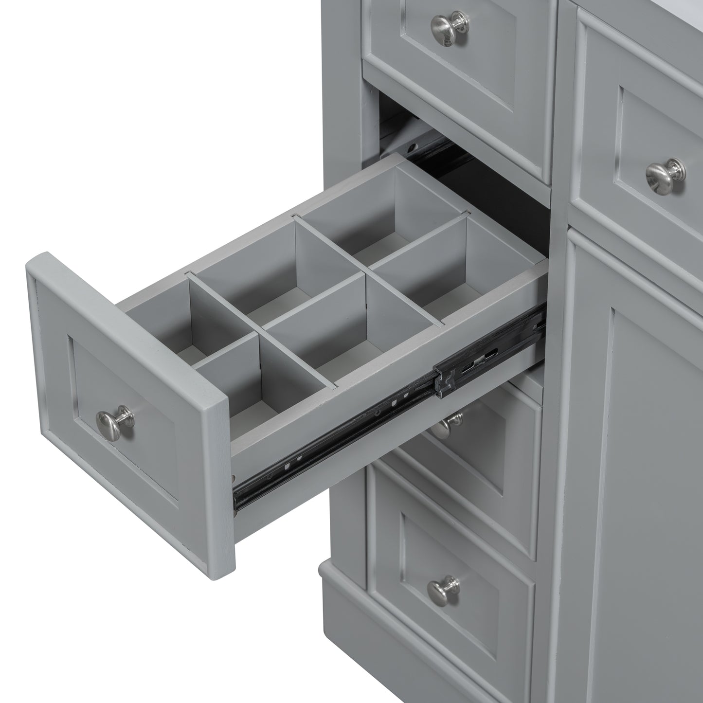 VanityFus 18.6-in Gray Bathroom Vanity Single Sink Combo with Ceramic Top Undermount 1 door 6 drawers Adjustable Shelves