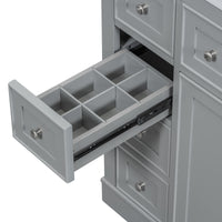 VanityFus 18.6-in Gray Bathroom Vanity Single Sink Combo with Ceramic Top Undermount 1 door 6 drawers Adjustable Shelves