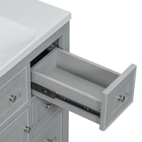 VanityFus 18.6-in Gray Bathroom Vanity Single Sink Combo with Ceramic Top Undermount 1 door 6 drawers Adjustable Shelves