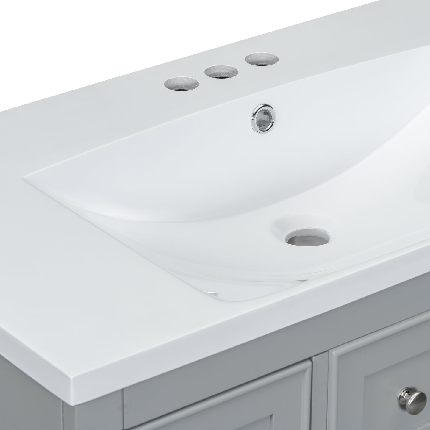 VanityFus 18.6-in Gray Bathroom Vanity Single Sink Combo with Ceramic Top Undermount 1 door 6 drawers Adjustable Shelves