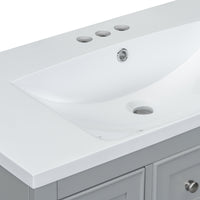 VanityFus 18.6-in Gray Bathroom Vanity Single Sink Combo with Ceramic Top Undermount 1 door 6 drawers Adjustable Shelves
