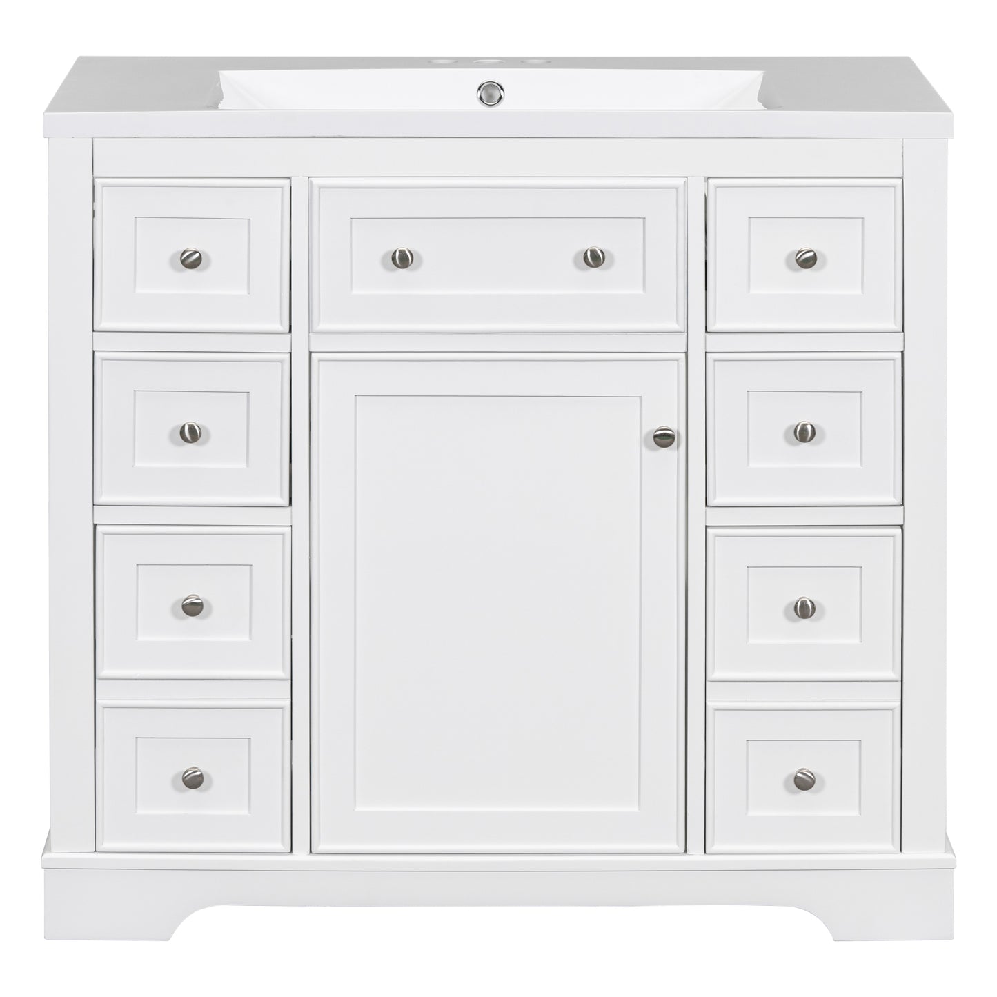 VanityFus 18.6-in White Bathroom Vanity Single Sink Combo with Ceramic Top Undermount 1 door 6 drawers Adjustable Shelves