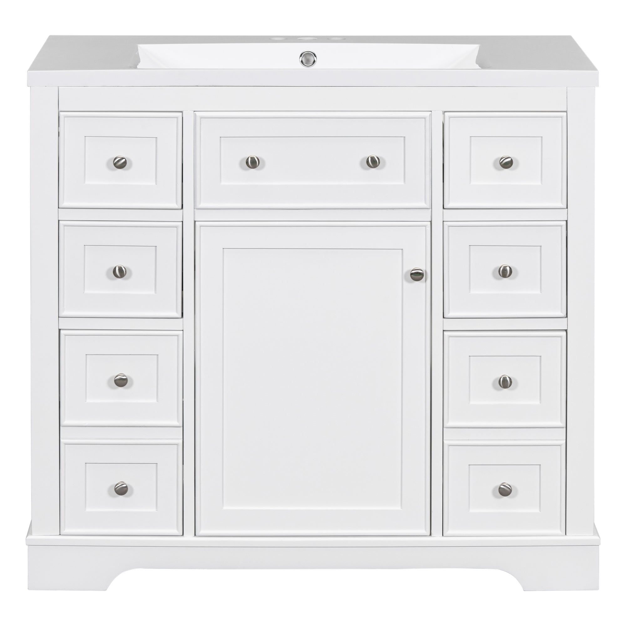 VanityFus 18.6-in White Bathroom Vanity Single Sink Combo with Ceramic Top Undermount 1 door 6 drawers Adjustable Shelves