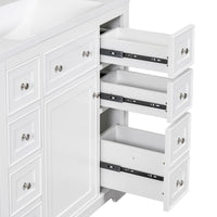 VanityFus 18.6-in White Bathroom Vanity Single Sink Combo with Ceramic Top Undermount 1 door 6 drawers Adjustable Shelves