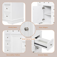 VanityFus 18.6-in White Bathroom Vanity Single Sink Combo with Ceramic Top Undermount 1 door 6 drawers Adjustable Shelves
