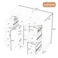 VanityFus 18.6-in White Bathroom Vanity Single Sink Combo with Ceramic Top Undermount 1 door 6 drawers Adjustable Shelves