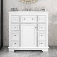 VanityFus 18.6-in White Bathroom Vanity Single Sink Combo with Ceramic Top Undermount 1 door 6 drawers Adjustable Shelves