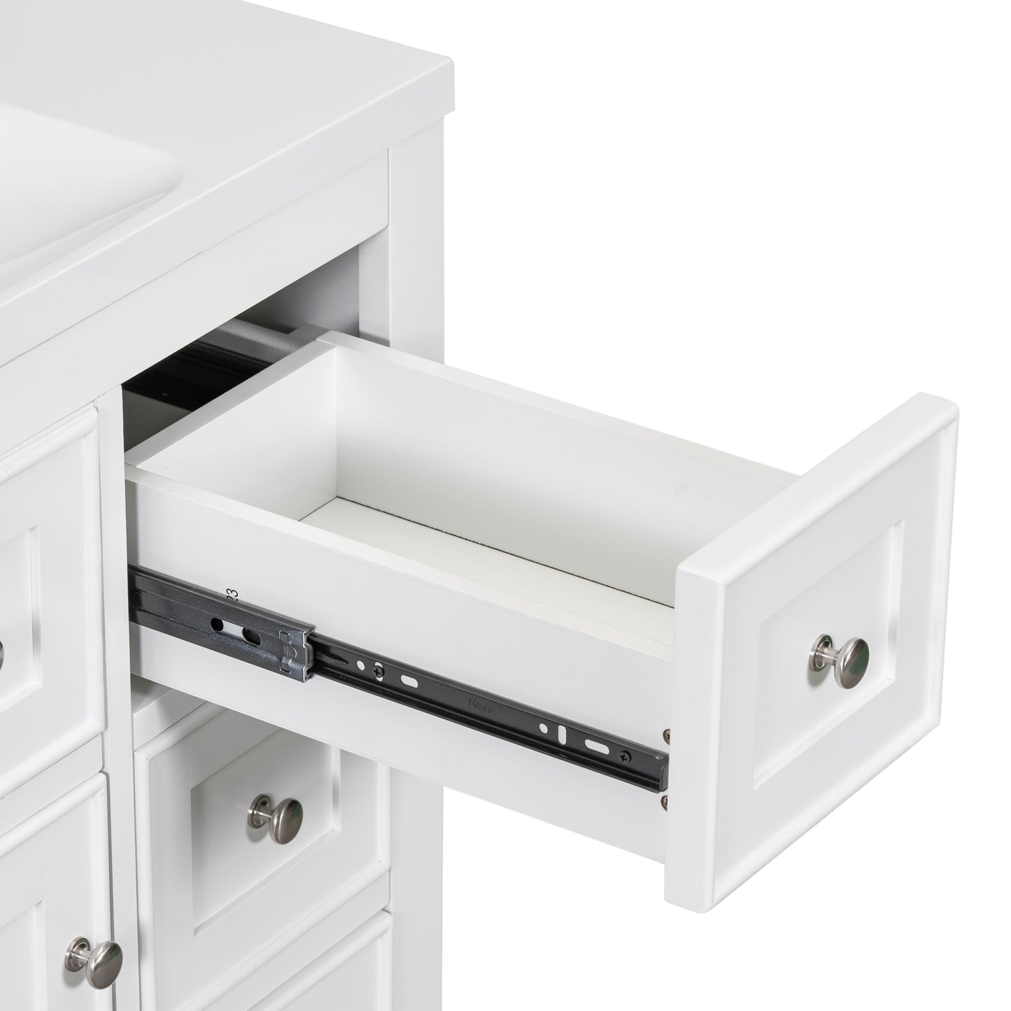 VanityFus 18.6-in White Bathroom Vanity Single Sink Combo with Ceramic Top Undermount 1 door 6 drawers Adjustable Shelves
