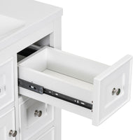 VanityFus 18.6-in White Bathroom Vanity Single Sink Combo with Ceramic Top Undermount 1 door 6 drawers Adjustable Shelves