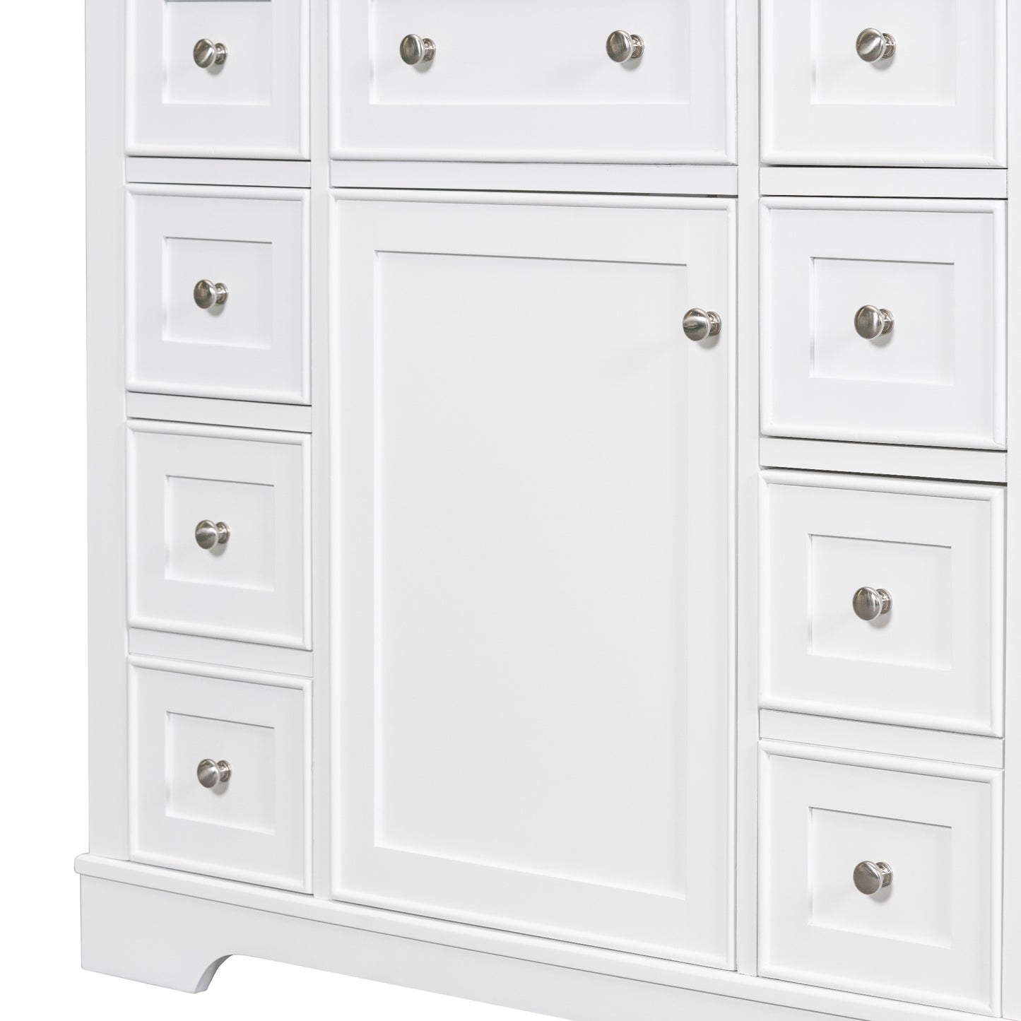 VanityFus 18.6-in White Bathroom Vanity Single Sink Combo with Ceramic Top Undermount 1 door 6 drawers Adjustable Shelves