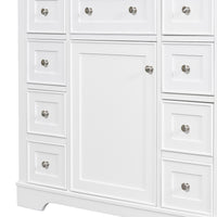 VanityFus 18.6-in White Bathroom Vanity Single Sink Combo with Ceramic Top Undermount 1 door 6 drawers Adjustable Shelves