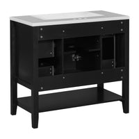 VanityFus 18.6-in Black Bathroom Vanity Single Sink Combo with Ceramic Top Undermount 1 door 3 drawers Adjustable Shelves