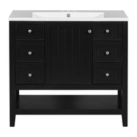 VanityFus 18.6-in Black Bathroom Vanity Single Sink Combo with Ceramic Top Undermount 1 door 3 drawers Adjustable Shelves
