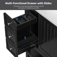 VanityFus 18.6-in Black Bathroom Vanity Single Sink Combo with Ceramic Top Undermount 1 door 3 drawers Adjustable Shelves