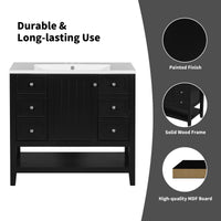 VanityFus 18.6-in Black Bathroom Vanity Single Sink Combo with Ceramic Top Undermount 1 door 3 drawers Adjustable Shelves