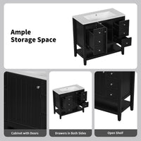 VanityFus 18.6-in Black Bathroom Vanity Single Sink Combo with Ceramic Top Undermount 1 door 3 drawers Adjustable Shelves
