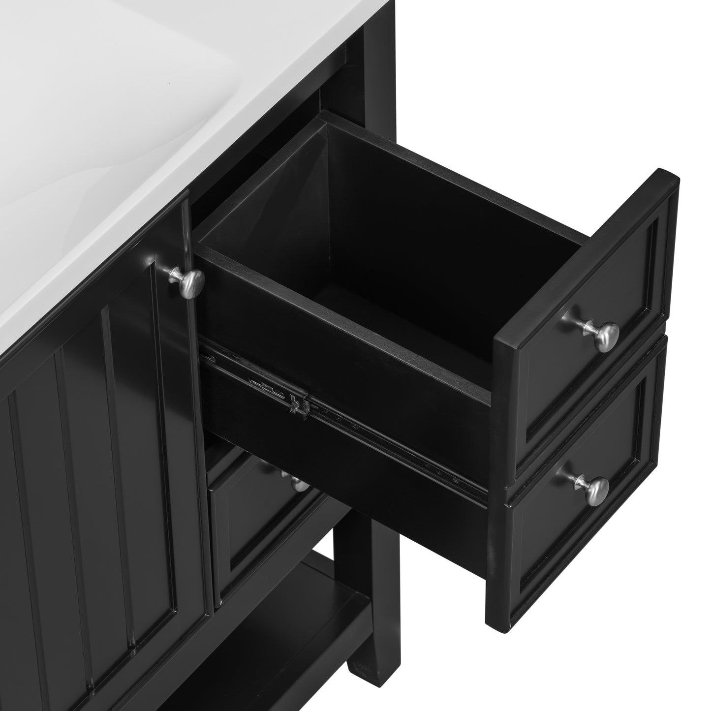 VanityFus 18.6-in Black Bathroom Vanity Single Sink Combo with Ceramic Top Undermount 1 door 3 drawers Adjustable Shelves