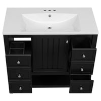 VanityFus 18.6-in Black Bathroom Vanity Single Sink Combo with Ceramic Top Undermount 1 door 3 drawers Adjustable Shelves
