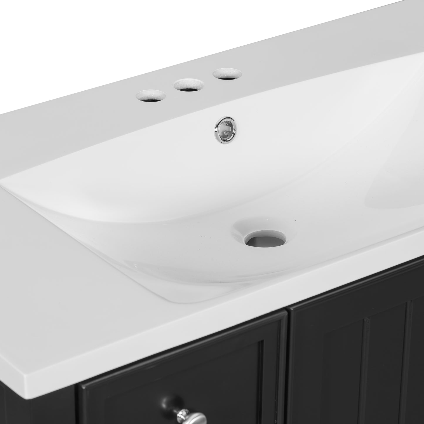 VanityFus 18.6-in Black Bathroom Vanity Single Sink Combo with Ceramic Top Undermount 1 door 3 drawers Adjustable Shelves