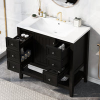 VanityFus 18.6-in Black Bathroom Vanity Single Sink Combo with Ceramic Top Undermount 1 door 3 drawers Adjustable Shelves