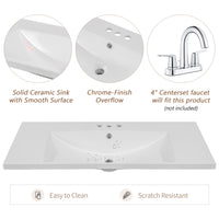 VanityFus 18.6-in Gray Bathroom Vanity Single Sink Combo Undermount with Ceramic Top 1 door 6 drawers Adjustable Shelves