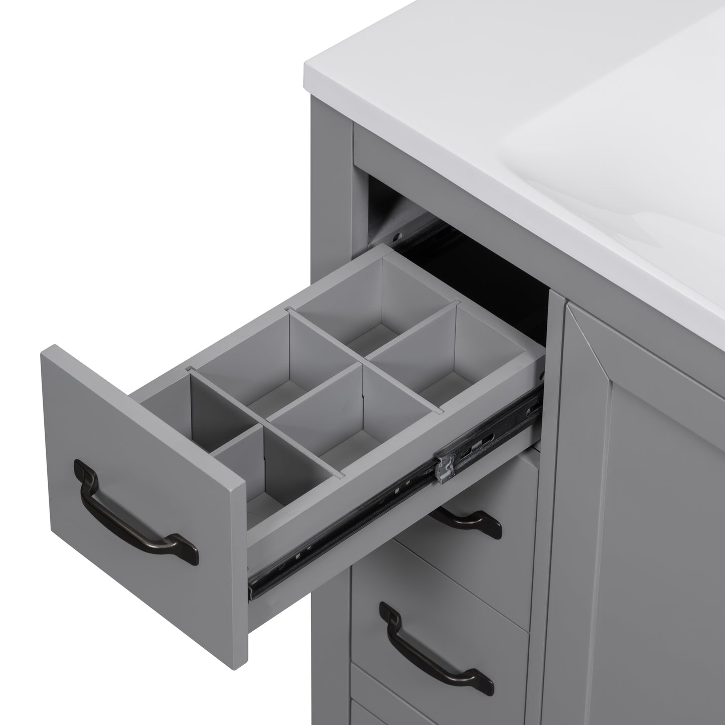 VanityFus 18.6-in Gray Bathroom Vanity Single Sink Combo Undermount with Ceramic Top 1 door 6 drawers Adjustable Shelves