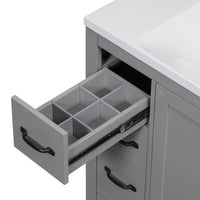 VanityFus 18.6-in Gray Bathroom Vanity Single Sink Combo Undermount with Ceramic Top 1 door 6 drawers Adjustable Shelves