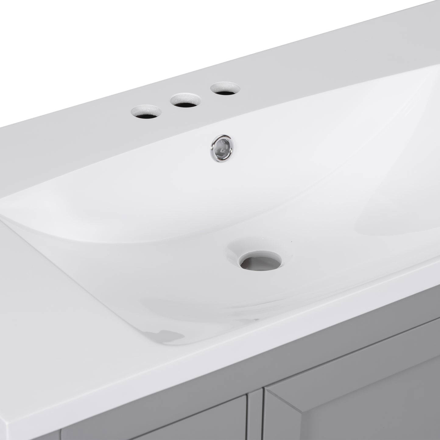 VanityFus 18.6-in Gray Bathroom Vanity Single Sink Combo Undermount with Ceramic Top 1 door 6 drawers Adjustable Shelves