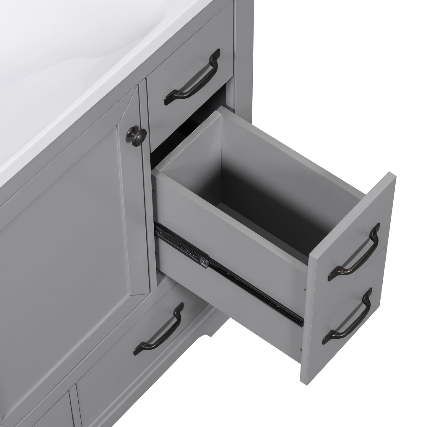 VanityFus 18.6-in Gray Bathroom Vanity Single Sink Combo Undermount with Ceramic Top 1 door 6 drawers Adjustable Shelves