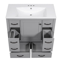 VanityFus 18.6-in Gray Bathroom Vanity Single Sink Combo Undermount with Ceramic Top 1 door 6 drawers Adjustable Shelves