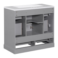 VanityFus 18.6-in Gray Bathroom Vanity Single Sink Combo Undermount with Ceramic Top 1 door 6 drawers Adjustable Shelves