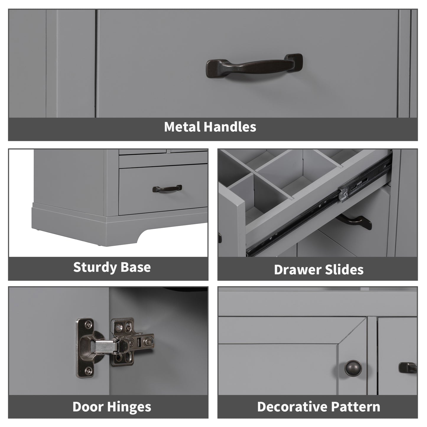 VanityFus 18.6-in Gray Bathroom Vanity Single Sink Combo Undermount with Ceramic Top 1 door 6 drawers Adjustable Shelves