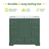 VanityFus 18.6-in Green Bathroom Vanity Single Sink Combo Undermount with Ceramic Top 1 door 6 drawers Adjustable Shelves