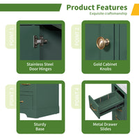 VanityFus 18.6-in Green Bathroom Vanity Single Sink Combo Undermount with Ceramic Top 1 door 6 drawers Adjustable Shelves