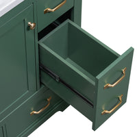 VanityFus 18.6-in Green Bathroom Vanity Single Sink Combo Undermount with Ceramic Top 1 door 6 drawers Adjustable Shelves