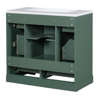 VanityFus 18.6-in Green Bathroom Vanity Single Sink Combo Undermount with Ceramic Top 1 door 6 drawers Adjustable Shelves