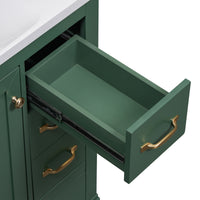 VanityFus 18.6-in Green Bathroom Vanity Single Sink Combo Undermount with Ceramic Top 1 door 6 drawers Adjustable Shelves
