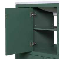 VanityFus 18.6-in Green Bathroom Vanity Single Sink Combo Undermount with Ceramic Top 1 door 6 drawers Adjustable Shelves