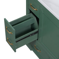 VanityFus 18.6-in Green Bathroom Vanity Single Sink Combo Undermount with Ceramic Top 1 door 6 drawers Adjustable Shelves