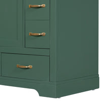 VanityFus 18.6-in Green Bathroom Vanity Single Sink Combo Undermount with Ceramic Top 1 door 6 drawers Adjustable Shelves