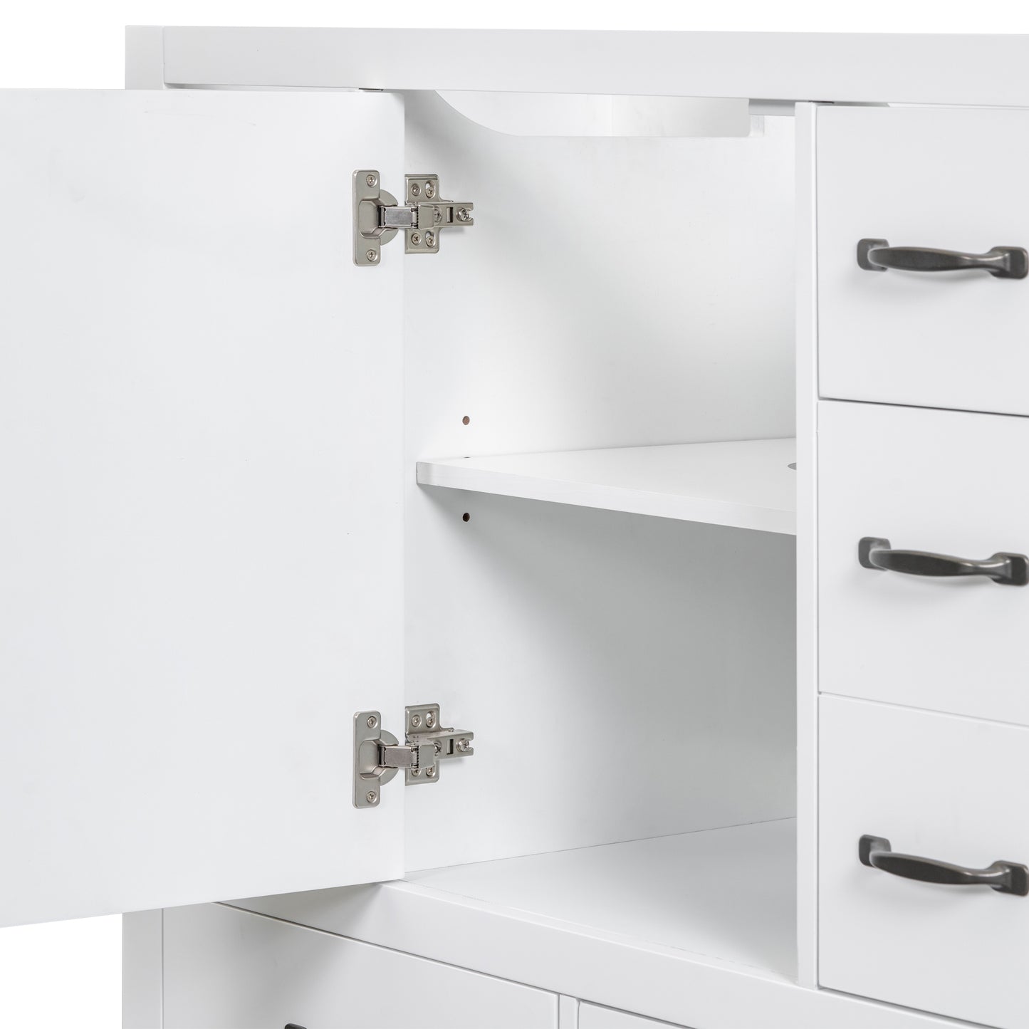 VanityFus 18.6-in White Bathroom Vanity Single Sink Combo Undermount with Ceramic Top 1 door 6 drawers Adjustable Shelves