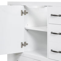 VanityFus 18.6-in White Bathroom Vanity Single Sink Combo Undermount with Ceramic Top 1 door 6 drawers Adjustable Shelves