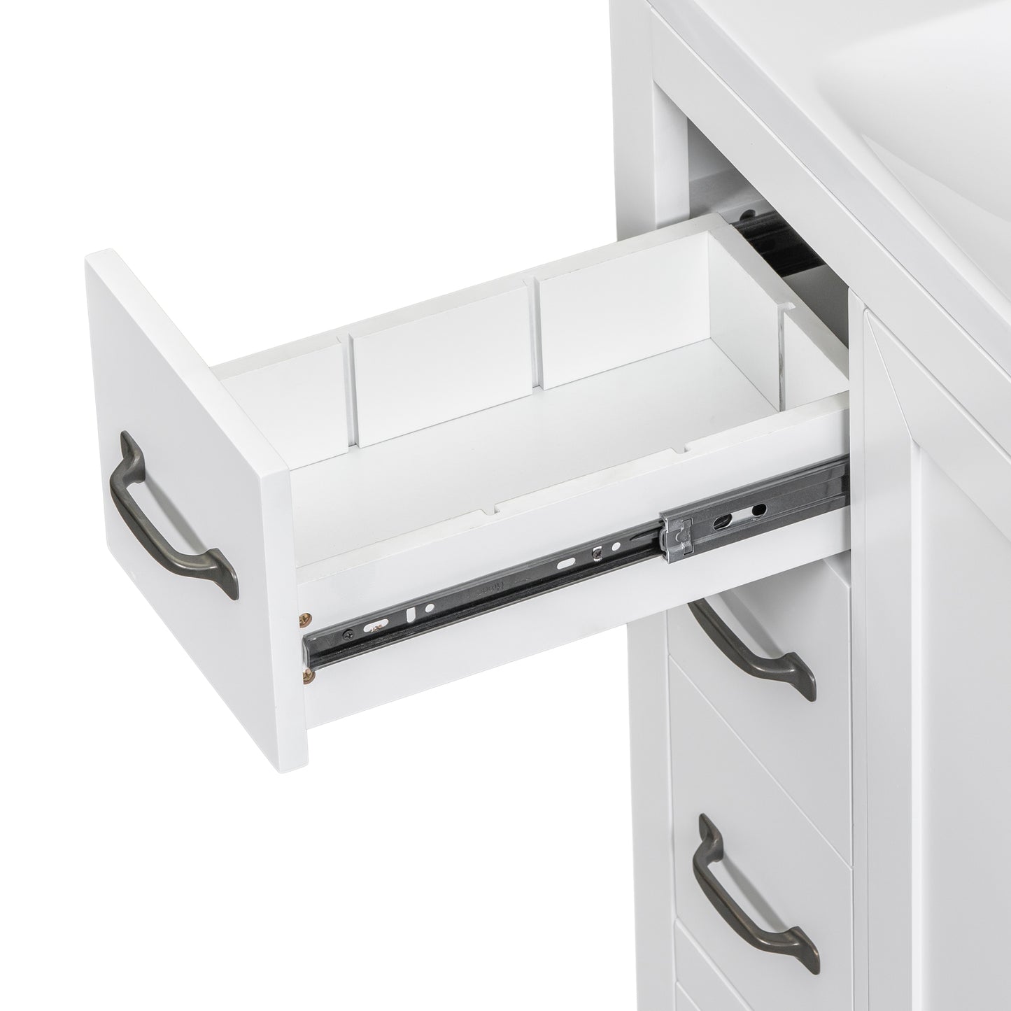 VanityFus 18.6-in White Bathroom Vanity Single Sink Combo Undermount with Ceramic Top 1 door 6 drawers Adjustable Shelves