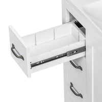 VanityFus 18.6-in White Bathroom Vanity Single Sink Combo Undermount with Ceramic Top 1 door 6 drawers Adjustable Shelves