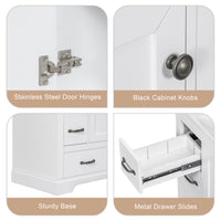 VanityFus 18.6-in White Bathroom Vanity Single Sink Combo Undermount with Ceramic Top 1 door 6 drawers Adjustable Shelves
