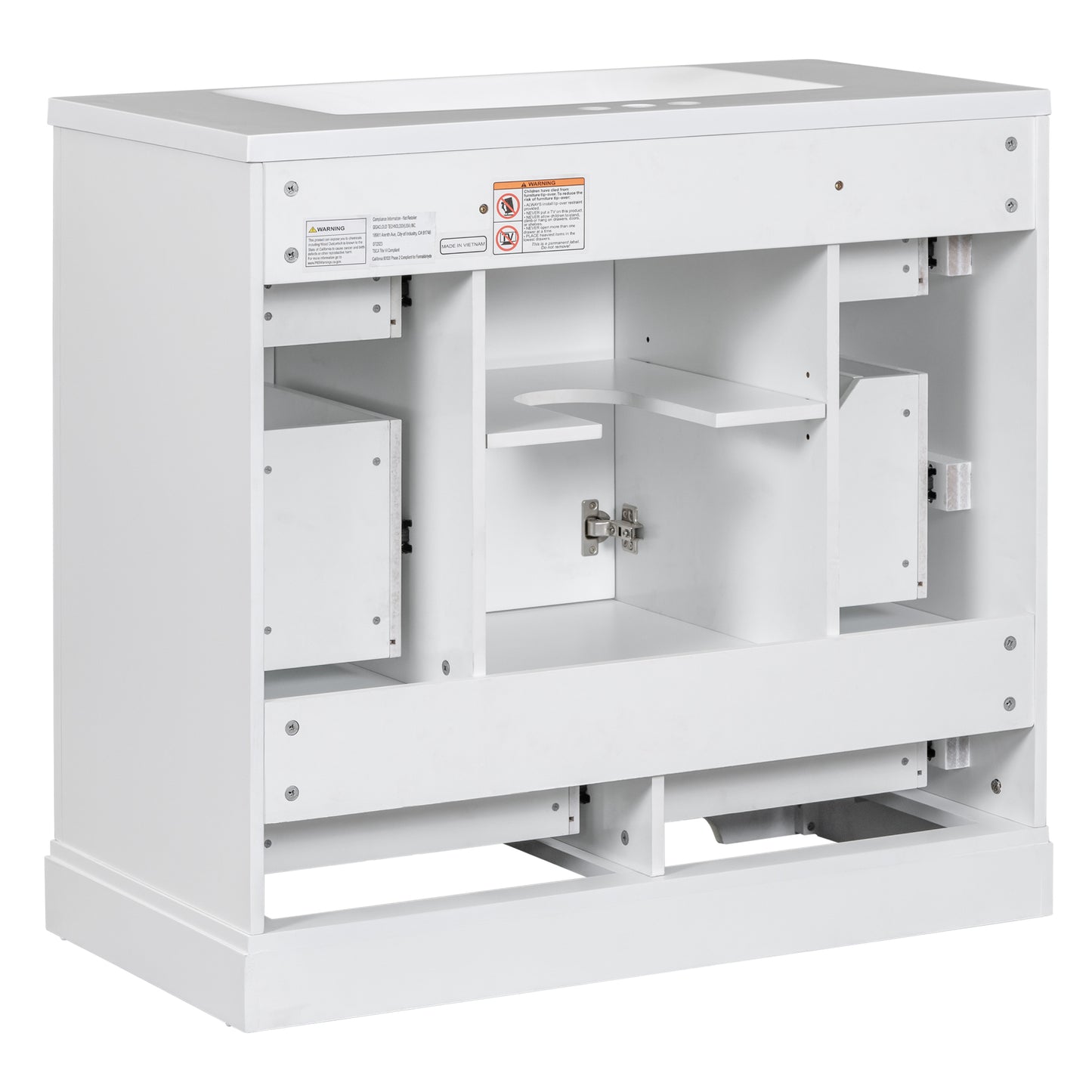 VanityFus 18.6-in White Bathroom Vanity Single Sink Combo Undermount with Ceramic Top 1 door 6 drawers Adjustable Shelves