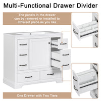 VanityFus 18.6-in White Bathroom Vanity Single Sink Combo Undermount with Ceramic Top 1 door 6 drawers Adjustable Shelves